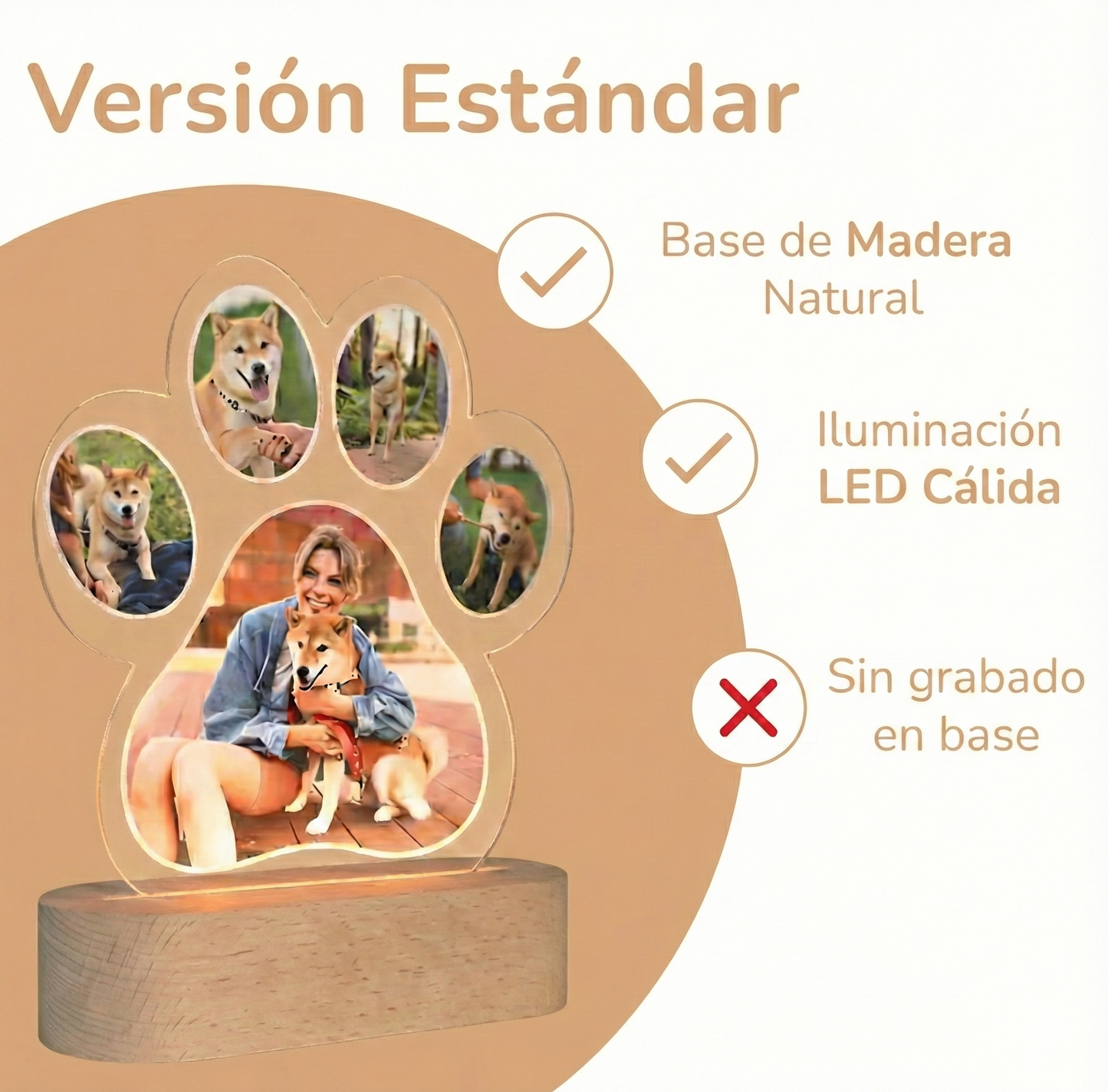 Lámpara Huella de Mascota Personalizada